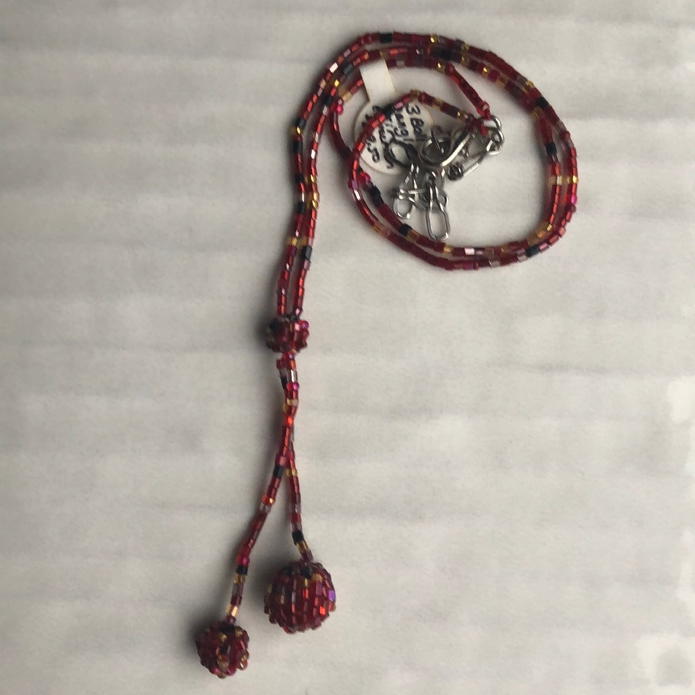 3 Ball Dangle Fire Hand Beaded Necklace
